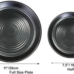 paul sons Pack of 6 PP (Polypropylene) Melamine Dinnerware Full Size Plate Round Matte Finish Design Black Dinner Set image 4