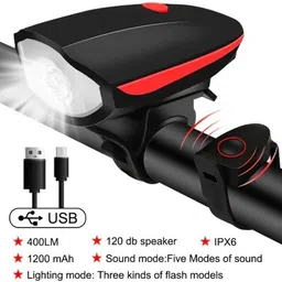 highrider Front Cycle Light Horn-Red USB Rechargeable LED LED Front Light image 1