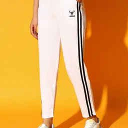 clothina Women Solid White Track Pants-picture-22