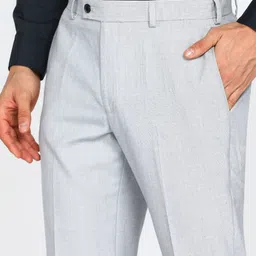 park avenue Men Regular Fit Grey Polyester Trousers image 5