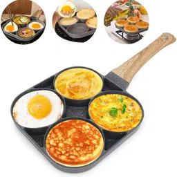 rvke 4-Cup Non-Stick - Multi-Section Breakfast Maker with Wooden Handle Fry Pan 15 cm diameter 1 L capacity image 1