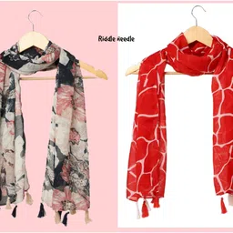 stolevilla Printed Chiffon Women Multicolor Scarf, Stole, Fancy Scarf-picture-38