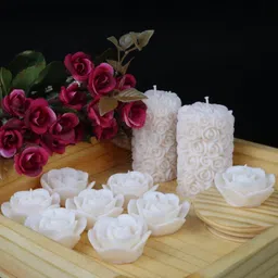 poorie Rose Pillar & Floating Rose Wax Scented Candle Candle image 1