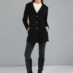 honnete 100 % Polyester Solid Coat For Women-picture-17