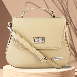FLYING BERRY Beige Solid Handheld Bag image 1