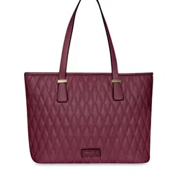 Accessorize Faux Leather Maroon Lannister Quilted Tote Bag image 2