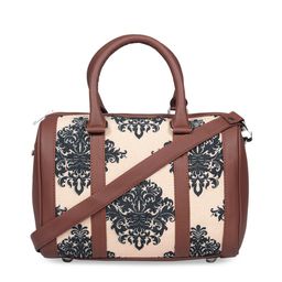 ZOUK Peach-Coloured Floral Printed Structured Handheld Bag-picture-42