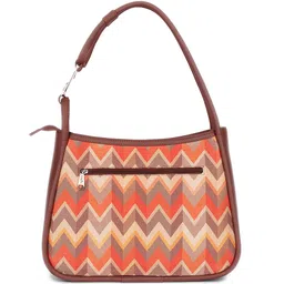 ZOUK Geometric Printed Structured Vegan Leather Shoulder Bag image 3