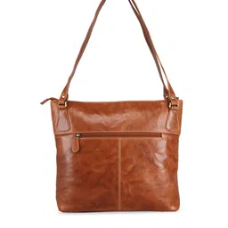 GENWAYNE Tan Leather Structured Handheld Bag image 3