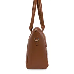 Lavie Glossy Pammy Tan Brown Animal Textured Structured Handheld Bag image 5