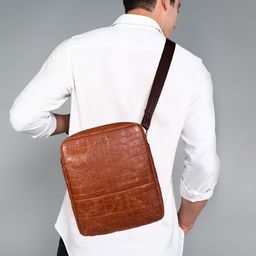 Sassora Men Animal Textured Leather Structured Sling Bag-picture-49