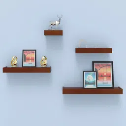 Home Sparkle Brown 4-Piece MDF Basic Wall Shelf-picture-26