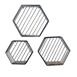 Homesake Black 3 Pieces Metal Wall Shelf image 2