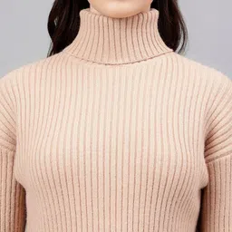 Xpose Ribbed Turtle Neck Acrylic Pullover Sweater image 2