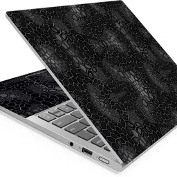 Techfit HD Printed Easy to Install Full Panel Laptop Skin/Sticker/Stretchable Vinyl/Cover for all Size Laptops upto 15.6 inch No Residue, Bubble Free - Snake Skin Black Self Adhesive Vinyl Laptop Skin Compatible for 15.6 inch image 1