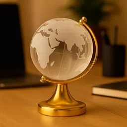 giftwa Vastu Feng Shui Crystal Globe with Golden Stand – Home & Office Decor table office globe crystal map World Globe-picture-29