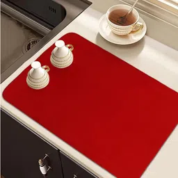 Kuber Industries Red 3 Pieces Self Drying Microfiber Kitchen Table Placemats image 1