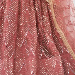 FABPIXEL Embroidered Sequinned Semi-Stitched Lehenga & Unstitched Blouse With Dupatta image 3