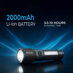 philips Aircraft Aluminium Alloy Rechargeable Flashlight 330LM, 325m 2000mAh SFL2153/56 Torch image 4