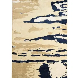 saral home Beige Abstract Cotton 4 ft x 6 ft Machine Made Carpet image 2