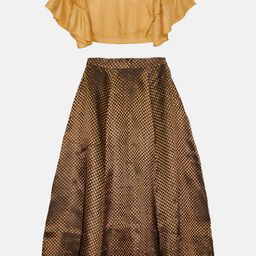 KiddoPanti Girls Round Neck Flared Sleeve Ready to Wear Lehenga-picture-1