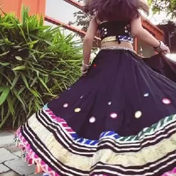 BAESD Girls Embroidered Mirror Work Detailed Ready to Wear Lehenga With Choli image 2