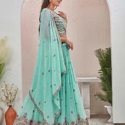 Chandbaali Embroidered Thread Work Foil Print Ready to Wear Lehenga & Blouse With Dupatta image 4
