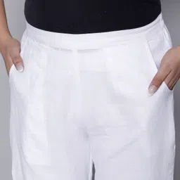 aavoni Women Straight Fit White Pure Cotton Trousers image 5