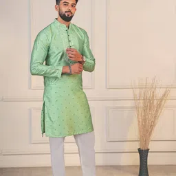 koshin Men Embellished, Embroidered Jacquard Straight Kurta image 3