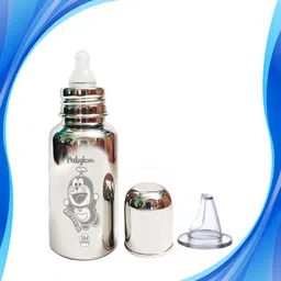 babykom Stainless Steel Feeding Bottle with 1 Extra Silicone Training Spout - 250 image 2