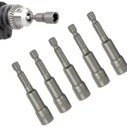 uptodateprouducts 5Pcs 8mm Silver Magnetic Hex Socket Tech Screw Driver Tek Bit Drill Nut Setter Roofing Cladding Set Bits Sets Hand Tool Parts Stubby Screwdriver Set-picture-26