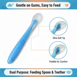 cuddlino Baby Silicone Feeding Spoon | Soft Spoon for Newborns Blue - Silicon image 2