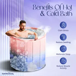 bathremedy Foldable Bath Tub for Adults Portable Ice Bath Tub for Bathroom | Quick Opening No Installation | Leak-Proof Hot & Cold Recovery Tub for Muscle Relief (Pink & Purple) Free-standing Bathtub image 3
