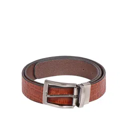 Hidesign Men Tan Brown Textured Reversible Leather Belt image 1