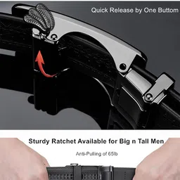 CONTACTS Men Adjustable Autolock Buckle Leather Casual Belt image 3