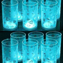 sedulous (Pack of 12) Plastic Prism Pattern Sky Blue 12 Glass Set Water/Juice Glass-picture-10