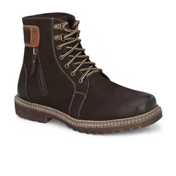 Harrytech London Men Textured Mid-Top Genuine Leather Biker Boots-picture-41