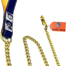 super chain Leather Tone Chew Proof Strong Hook Leash with Soft Padded Handle(LARGE-MEDIUM) 130 cm Dog Chain Leash image 2