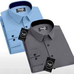nuji Men Regular Fit Solid Spread Collar Casual Shirt-picture-11