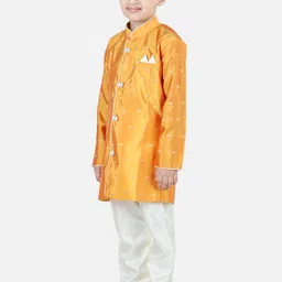 BownBee Boys Yellow Woven Design Sherwani image 3