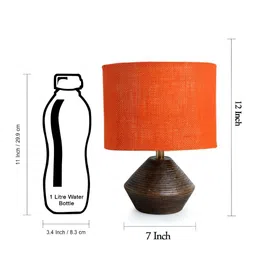 Devansh Orange Textured Wooden Contemporary Square Shaped Table Lamp image 3