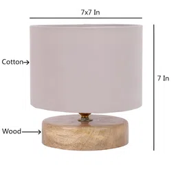 Devansh Grey Wooden Traditional Cylindrical Shaped Table Lamp image 4