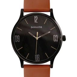 Sonata Men Round Dial & Leather Straps Analogue Watch 77105NL03-picture-43