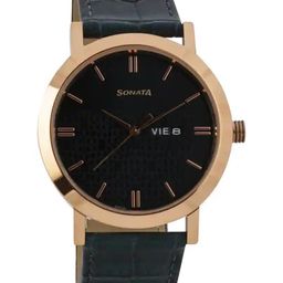 Sonata Men Round Dial & Leather Textured Straps Analogue Watch 77108WL03-picture-47