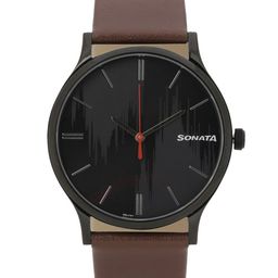 Sonata Men Printed Leather Straps Analogue Watch 77105NL04-picture-44