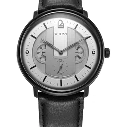 Titan Men Silver-Toned Dial & Black Leather Straps Analogue Watch 1882NL01-picture-33