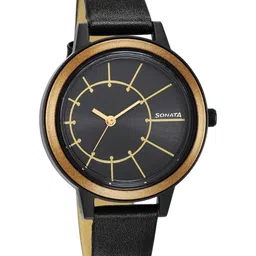 Sonata Women Black Dial & Black Leather Straps Analogue Watch 87036PL12W-picture-45