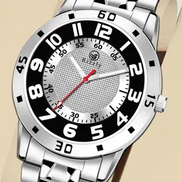 Septem Men Black Dial & Silver Toned Stainless Steel Bracelet Style Straps Analogue Watch-image-5