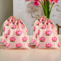 Kuber Industries Set of 4 Lotus Printed Potli Bags-image-42