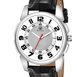 Septem Men White Dial & Black Leather Straps Analogue Watch-image-0